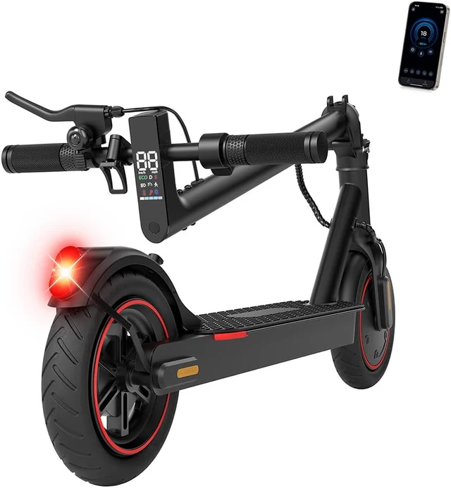 HopCycle W3 folded scooter with red wheel accents